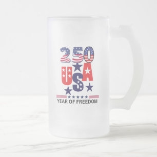 Usa 250th anniversary patriotic 4th of July  Frosted Glass Beer Mug