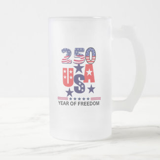 Usa 250th anniversary patriotic 4th of July  Frosted Glass Beer Mug