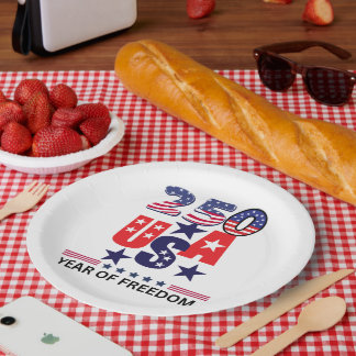 Usa 250th anniversary patriotic 4th of July  Paper Plate