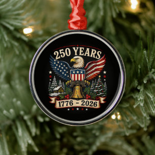 USA 250th Anniversary Patriotic Christmas Eagle Metal Tree Decoration