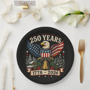 USA 250th Anniversary Patriotic Christmas Eagle Paper Plate
