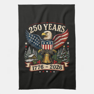 USA 250th Anniversary Patriotic Christmas Eagle Tea Towel