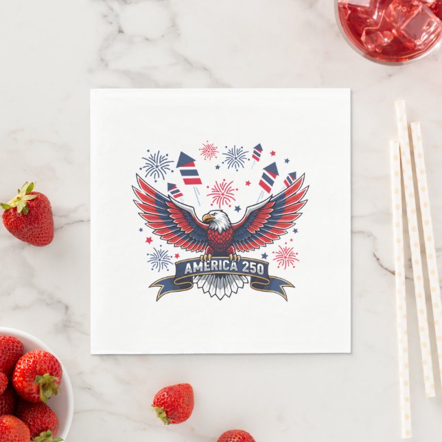 USA 250th Anniversary Patriotic Eagle Firecracker  Napkin (Insitu)