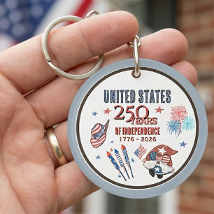 USA 250th Anniversary Patriotic Gnome Key Ring