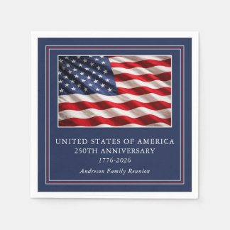 USA 250th Anniversary Patriotic Party Navy Blue Napkin