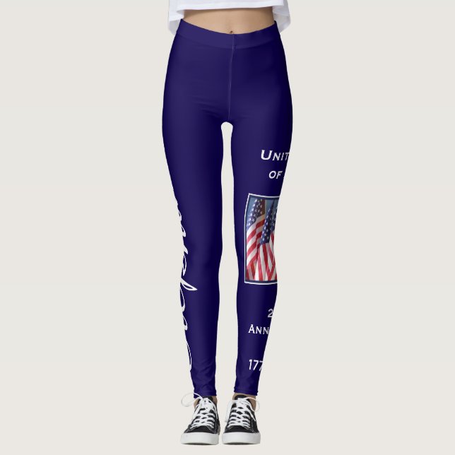 USA 250th Anniversary personalised name yoga Leggings (Front)
