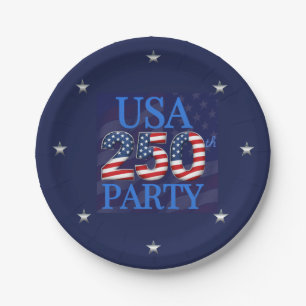 USA 250th Anniversary Personalised Patriotic Paper Plate