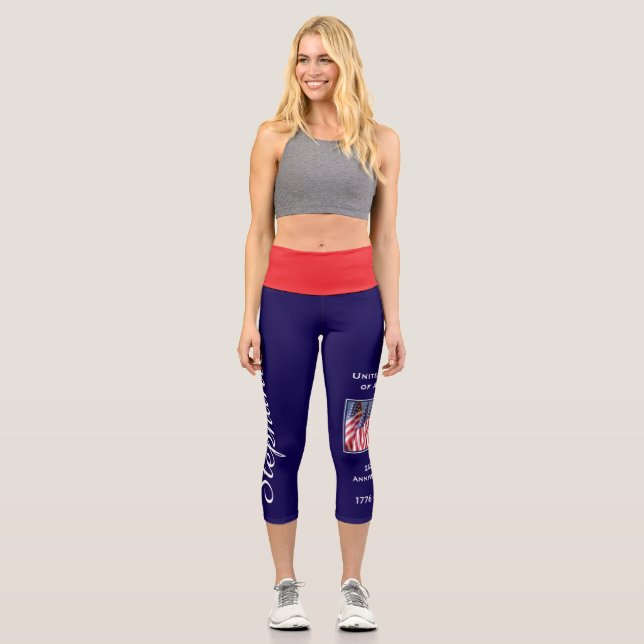 USA 250th Anniversary personalised yoga Capri Leggings (Front)