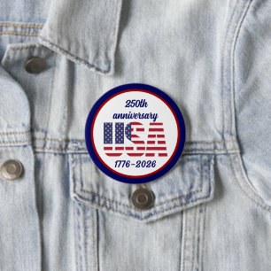 USA 250th Anniversary Semiquincentennial 1776–2026 7.5 Cm Round Badge