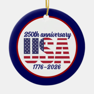 USA 250th Anniversary Semiquincentennial 1776–2026 Ceramic Tree Decoration