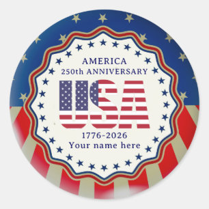USA 250th Anniversary Semiquincentennial 1776–2026 Classic Round Sticker