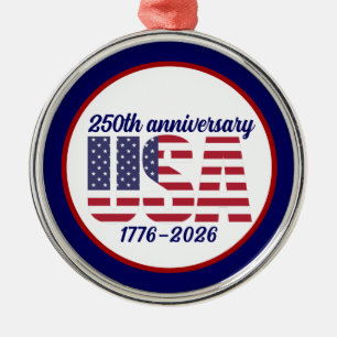 USA 250th Anniversary Semiquincentennial 1776–2026 Metal Tree Decoration