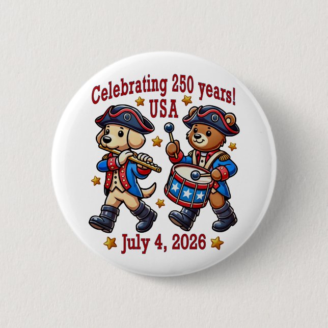 USA 250th Anniversary Souvenir - Patriotic  6 Cm Round Badge (Front)