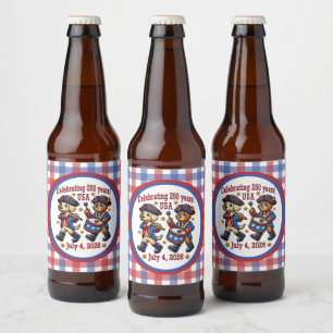 USA 250th Anniversary Souvenir - Patriotic Beer Bottle Label