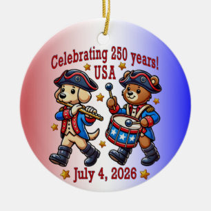 USA 250th Anniversary Souvenir - Patriotic Ceramic Tree Decoration