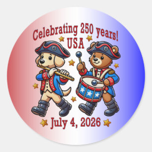 USA 250th Anniversary Souvenir - Patriotic Classic Round Sticker