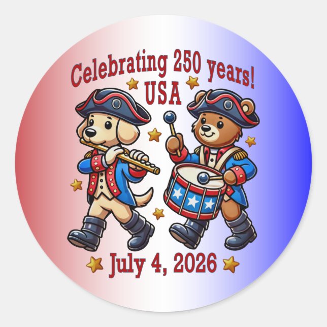 USA 250th Anniversary Souvenir - Patriotic  Classic Round Sticker (Front)