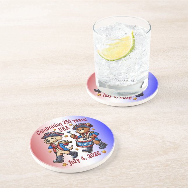 USA 250th Anniversary Souvenir - Patriotic  Coaster (Side)