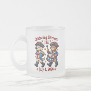 USA 250th Anniversary Souvenir - Patriotic  Frosted Glass Coffee Mug