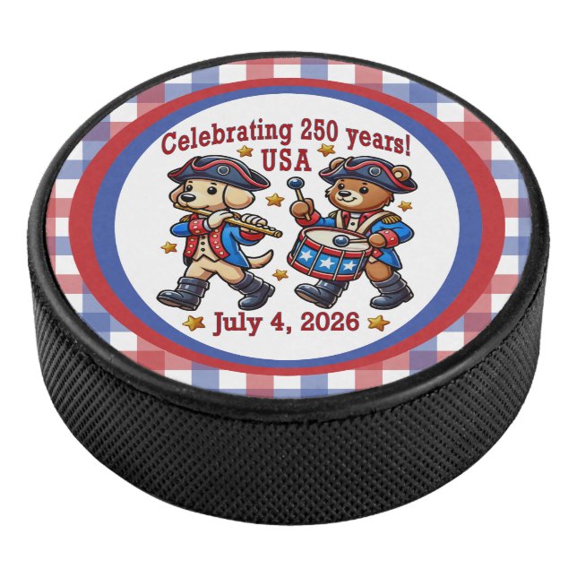 USA 250th Anniversary Souvenir - Patriotic  Hockey Puck (3/4)