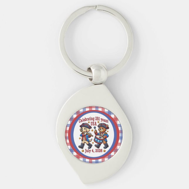 USA 250th Anniversary Souvenir - Patriotic  Key Ring (Front)
