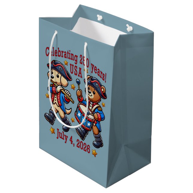 USA 250th Anniversary Souvenir - Patriotic  Medium Gift Bag (Back Angled)