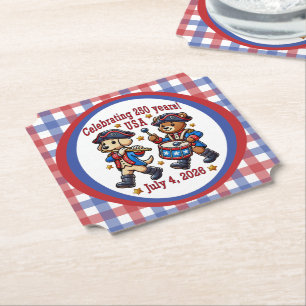 USA 250th Anniversary Souvenir - Patriotic Paper Coaster
