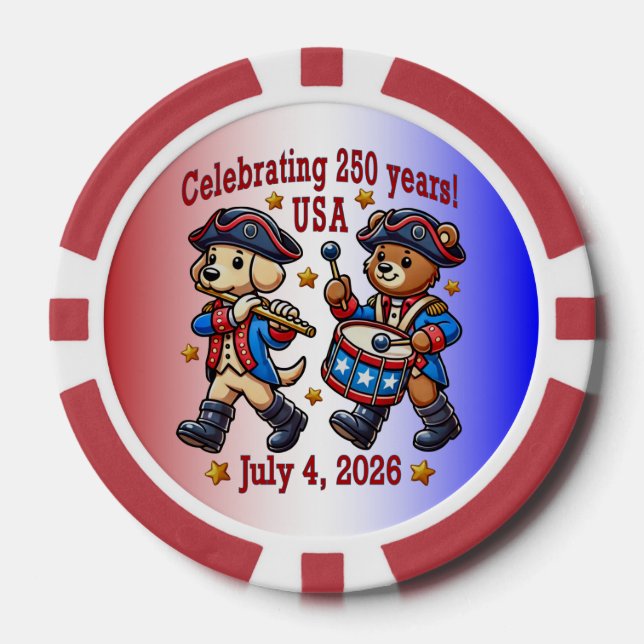 USA 250th Anniversary Souvenir - Patriotic  Poker Chips (Front)
