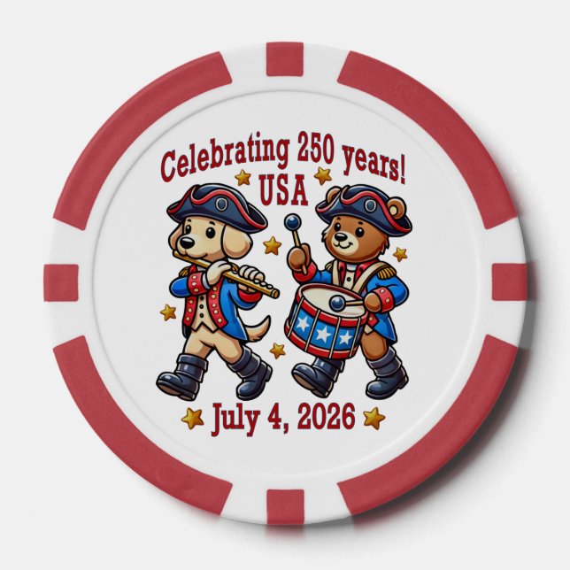 USA 250th Anniversary Souvenir - Patriotic  Poker Chips (Front)