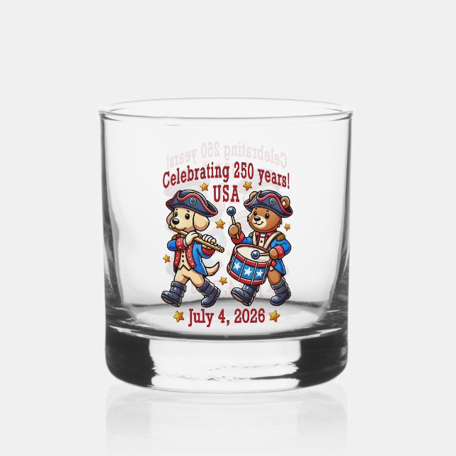 USA 250th Anniversary Souvenir - Patriotic  Whiskey Glass (Front)