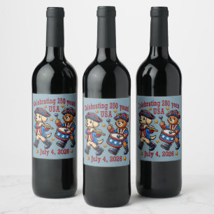USA 250th Anniversary Souvenir - Patriotic Wine Label
