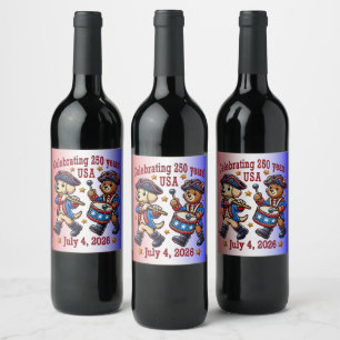 USA 250th Anniversary Souvenir - Patriotic  Wine Label