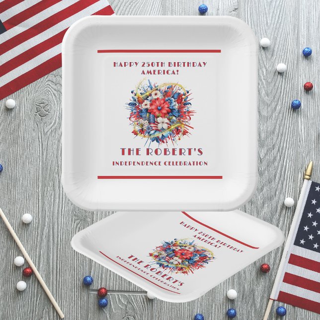 USA 250th Birthday America's Celebration Paper Plate (Creator Uploaded)