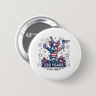 USA 250th Birthday Frenchie Celebration 6 Cm Round Badge