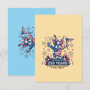 USA 250th Birthday Frenchie Celebration Thank You Card