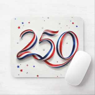 USA 250th Birthday Ribbon and Stars Mouse Mat