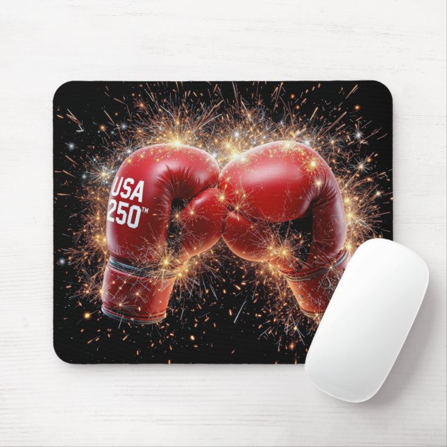 USA 250th Celebration With Red Boxing Gloves  Mouse Mat (With Mouse)