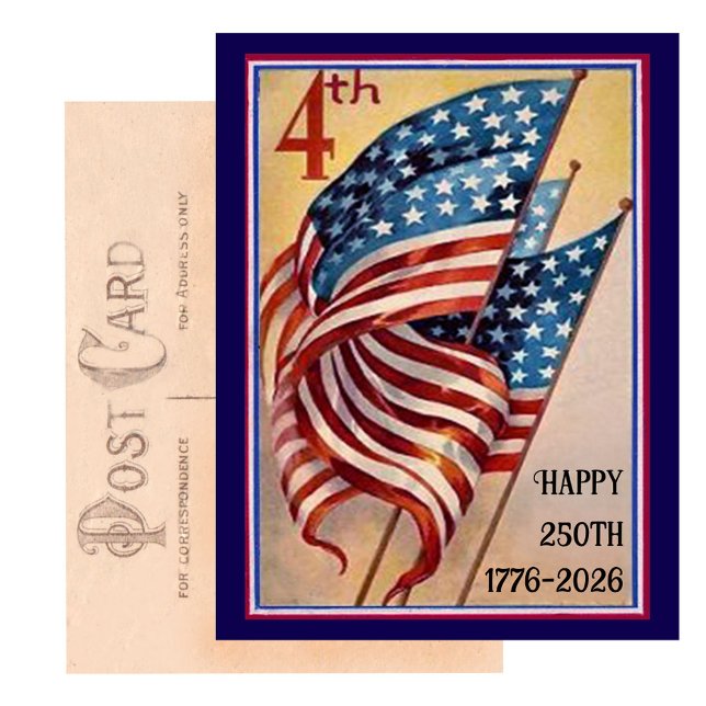 USA 250th Fourth of July Patriotic Flag Postcard (Creator Uploaded)