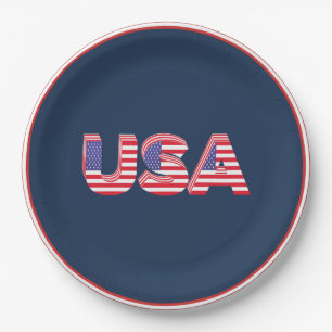 USA 3D design Paper Plate