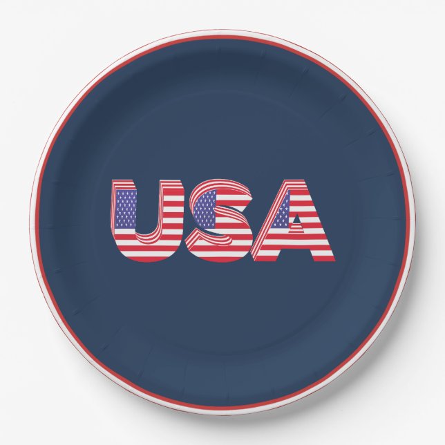 USA 3D design Paper Plate (Front)