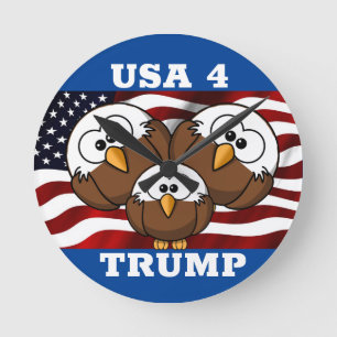 "USA 4 TRUMP" CARTOON EAGLE ELECTION CLOCK