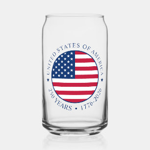 USA 4th July Independence Day 250 Years of Freedom Can Glass