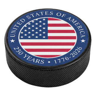 USA 4th July Independence Day 250 Years of Freedom Hockey Puck