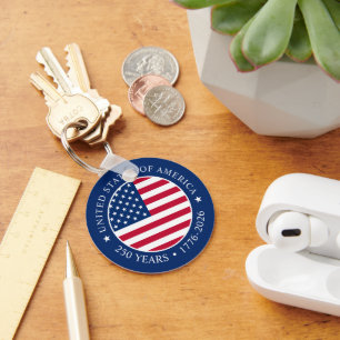 USA 4th July Independence Day 250 Years of Freedom Key Ring