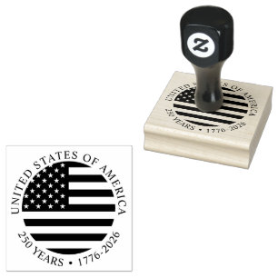 USA 4th July Independence Day 250 Years of Freedom Rubber Stamp
