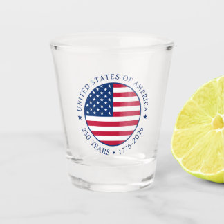 USA 4th July Independence Day 250 Years of Freedom Shot Glass
