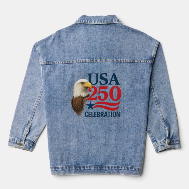 USA/4th of July 250th celebration Denim Jacket (Back)