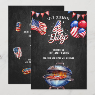 USA 4th of July BBQ Food and Drinks Party Invitation