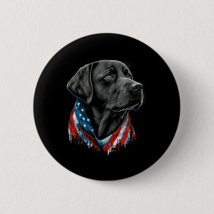 Usa 4th Of July Black Patriotic American Labrador 6 Cm Round Badge
