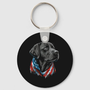 Usa 4th Of July Black Patriotic American Labrador Key Ring